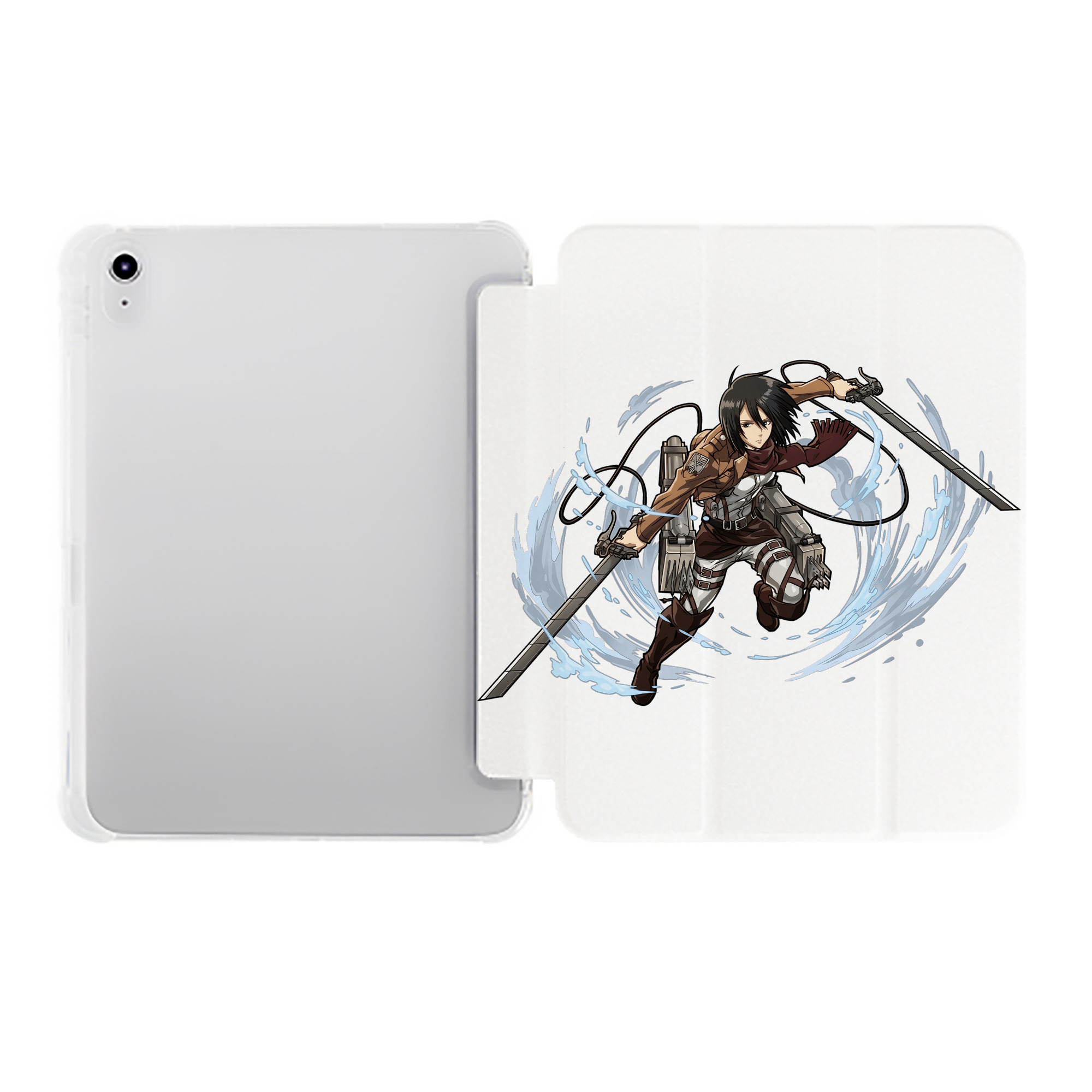 （画像用） 進撃の巨人 ミカサ·アッカーマン Attack on Titan Mikasa Ackerman IPad ケース ペン収納付き 三つ折りスタンド PUレザー×シリコン 対応機種9.5/10.5/10.9インチ